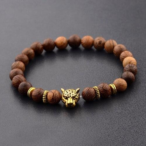 8mm Natural Wood Beads Strand Bracelet Men&Women 19 Style Handmade Buddha&LionBracelets Vintage Wholesale Men Bijoux ABJ