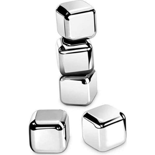 8PCS Stainless Steel Reusable Ice Cubes Frozen Ice Blocks Maker Whiskey Ice Cube Maker Useful Wine Beer Cooler