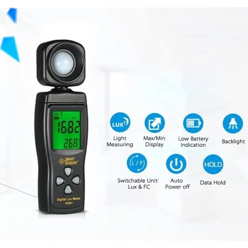 AS803 Luxmeter Digital Light Meter Lux Meter Photometer uv Meter UV Radiometer LCD Luxmeter Handheld Illuminometer Photometer