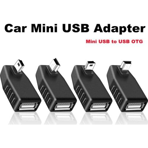 Mini USB Audio Adapter Angled Plug 90 degree Angle Converter Connector Mini 5P to USB OTG for Car MP3 MP4 Phones U-Disk Music