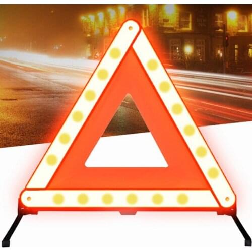Car Emergency Breakdown Warning Triangle Red Reflective Safety Hazard Car Tripod Folded Stop Sign Reflector