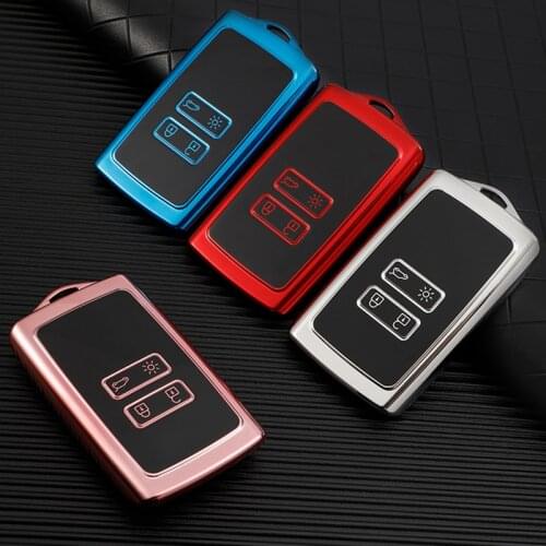 TPU Car Key Cover Case For Renault Koleos Kadjar Key Chain Protector Wallet Holder 4 Buttons Smart Remote Auto Parts Shell