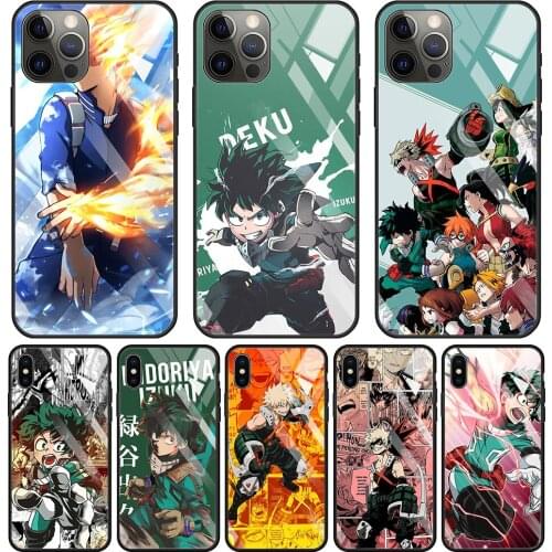 My Hero Academia Tempered Glass Coque For Apple iPhone 12 11 pro max 8 7 Plus XS XR X 6s 6 12 mini SE 2020 Case