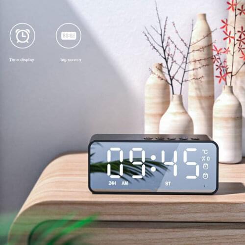 Digital Alarm Clock With Wireless Speaker Mini Household Bluetooth-compatible LED Display USB Rechargeable For Bedroom FM Radio