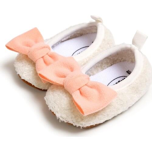 Baby Shoes Infant Girl s HOES Plush Bowknot Anti-Slip Casual Sneakers Toddler Soft Soled Walking Sweet Shoes