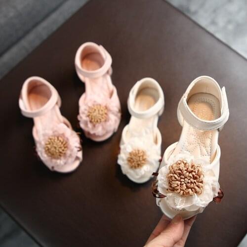 Toddler Infant Elegant Shoe Kids Baby Girls Lace Floral Party Princess Leather Shoes Sandals Soft Sole Anti-slip Sweet Sandal