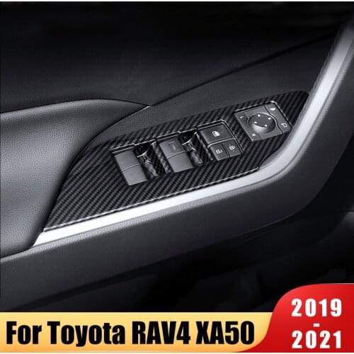 Car Door Armrest Panel Window Switch Lift Buttons Covers Trim For Toyota RAV4 RAV 4 2019 2020 2021 XA50 ABS Interior Accessories