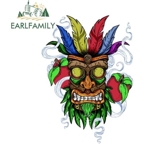 EARLFAMILY 13cm x 9.2cm for Hawaii Tiki Windshield Car Sticker Motorcycle Helmet Camper Snowboard Snowboard Surfboard DIY Decal