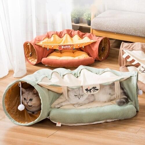 Pet Cats Tunnel Interactive Play Toy Mobile Collapsible Ferrets Rabbit Bed For Cat Indoor Toys Kitten Exercising Products