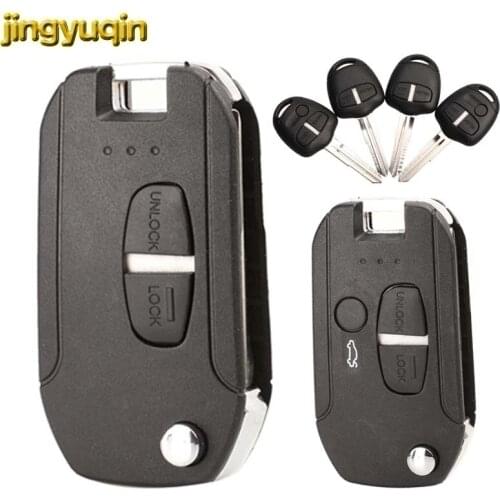 Jingyuqin 10pcs 2/3 Button Flip Remote Car Key Shell Left/Right Blade For Mitsubishi Lancer Evo Colt Outlander Mirage Remote Fob