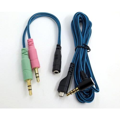 Suitable for Arctis 3 5 7 SteelSeries Ice Gaming Headphone Cable Blue and Black Striped Audio Cable