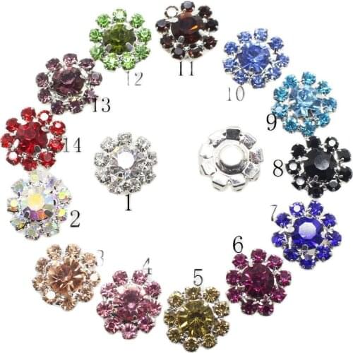 ZMASEY 12mm Round Buttons 10pcs/Lot Mix Color Rhinestones Button Sewing Handwork Accessories Crystal Gift Wedding Decoration