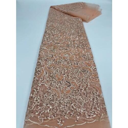 2021 Luxury Beaded Embroidery French Mesh Lace Latest African Laces Onion For Wedding Dress Nigerian Tulle Lace Fabric 5 Yards