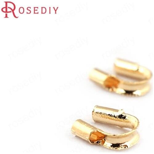 B006)100 pieces 5*4mm 24K Gold Color Brass Thread Protector Clasps High Quality Diy Jewelry Findings Accessories Wholesale
