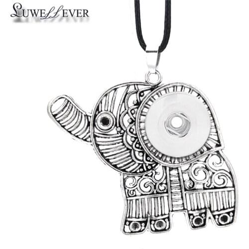 Hot Interchangeable Flower Elephant Ginger Necklace 010 Fit 12mm 18mm Snap Button Pendant Necklace Charm Jewelry For Women Gift