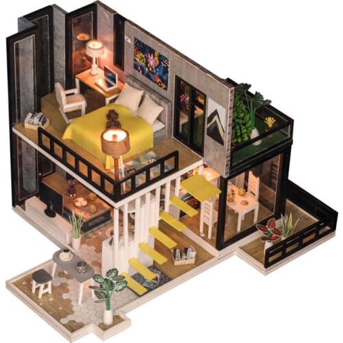 DIY Model Doll House Minature Dollhouse Wooden Villa With Furnitures Casa Building Kits Christmas Gift Toys For Children K033 #E