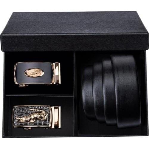 Barry.Wang PG-13 Fashion New Classic Mens Belts Genuine Leather Copper 2PC Automatic Buckle Famous Brand Belt Mens For Business