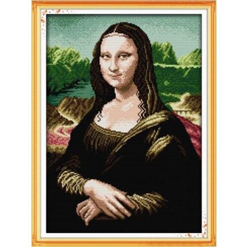 Mona Lisa Cross Stitch Embroidery Needlework Kits Stamped Patterns Thread 11CT 14CT Printing Counted Fabric Home Decoration Sets