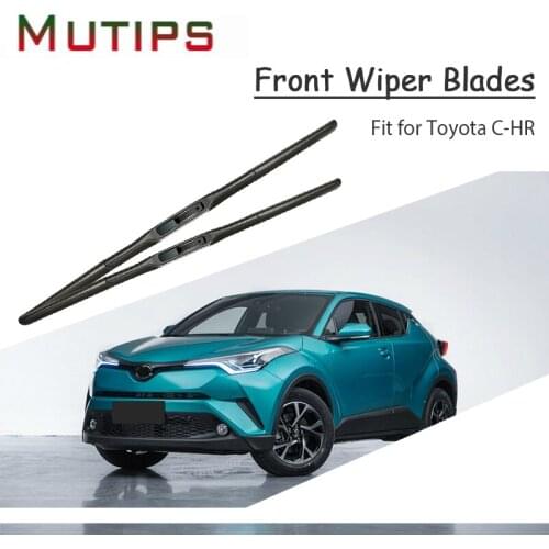 Mutips 1Set Rubber Car Front Wiper Blade Kit For Toyota C-HR 2017 2018 Windscreen Original replace Insert Strip Auto Accessories