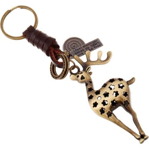 New Fashion DIY Keychains Deer Alloy Hanging Pendant Drop Key Chain Rings Jewelry Accessory For Bag Car Key Decoration
