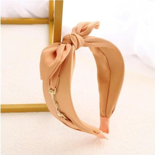 New Solid Bow Knotted Hairbands Women Hair Accessories DIY Bow Headbands Teen Girls Lovely Rabbit Ear Knotted Head Band