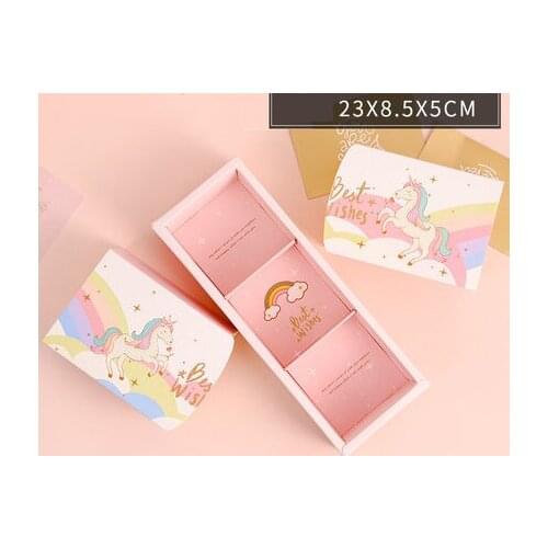 Pink Unicorn long candy box, Macarons Candy Box Drawer Shape Chocolate Package Wedding Decorative Food Paper Box 100pcs/lot