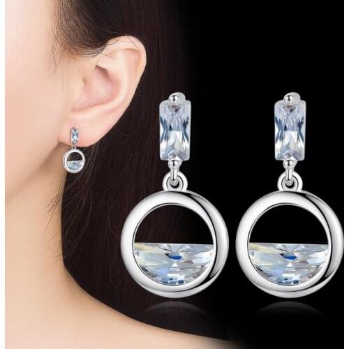 Exquisite Geometric Round Zircon Stud Earrings For Women Girls Trend Creative Party Gifts Jewelry SAE471