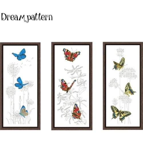 Blue butterflies cross stitch kit aida fabric 18ct 14ct 11ct unprint canvas cotton thread cross stitch kits for adults