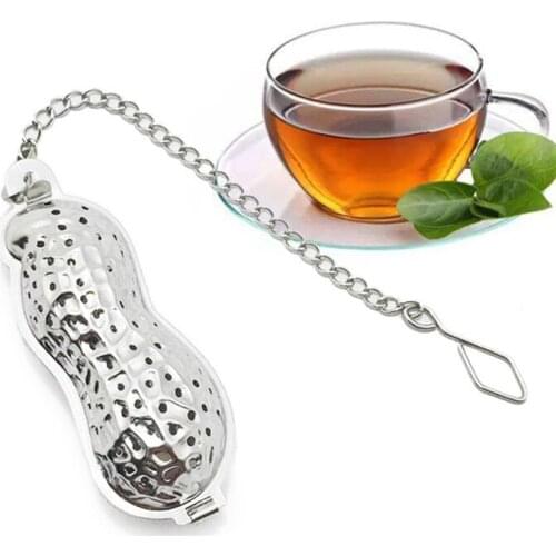 200pcs Stainless Steel Peanut Shaped Tea Strainer Tea Infuser Reusable Loose Leaf Filter Tools Device