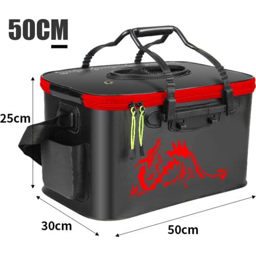 40/45/50cm Foldable Fishing Bucket Tank Insulated Large Thicken Live Fishing Box Cooler Bag Fishing Tank Pesca Large Capacity