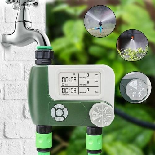 Irrigation Controller Automatic Garden Water Timers Programmable with 2 Outlet Digital Hose ​Faucet Timer