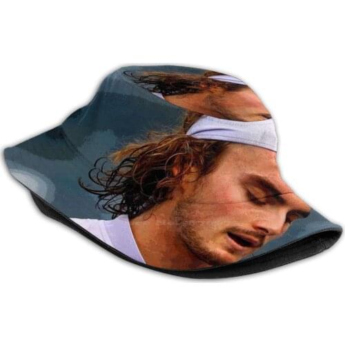 Tsitsipas After The Match Abstract FishermanS Hat Bucket Hats Caps Sports Sport Legends Legendary Athlete Hero Tennis