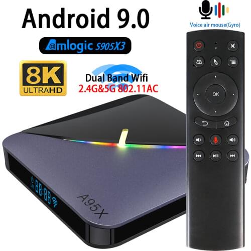 OUTMIX 2020 Android 9.0 TV BOX Amlogic S905X3 4K A95X F3 8K Youtube Wifi 2.4G&5.8G 4GB RAM 64G Play Store IPTV Top Box