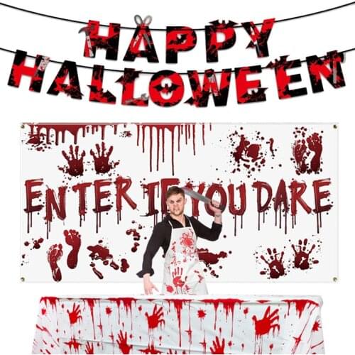 Halloween Decoration Bloody Knife Pull Flag Bar Haunted House Scene Layout Hanging Flag Background Cloth Decoration New