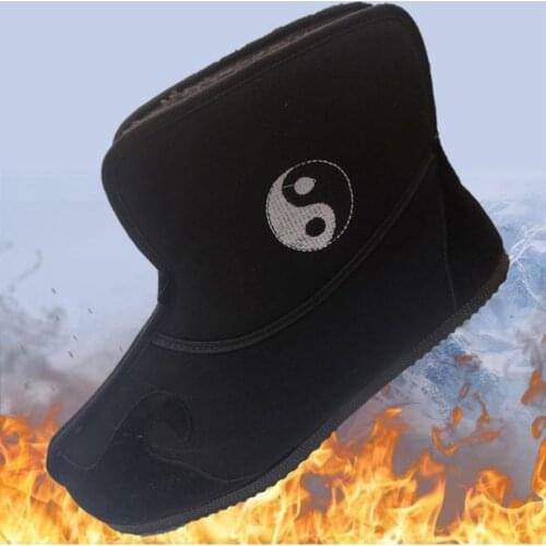 Unisex Kids&Adult winter warm taoist shoes black tai chi taoism kung fu martial arts shoes boots
