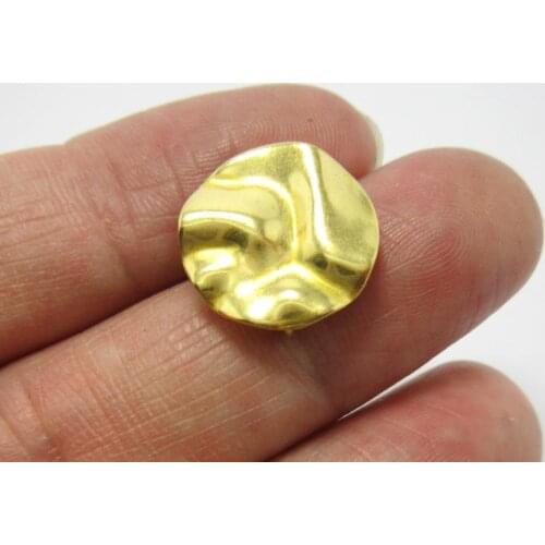 Brass stud earrings 15mm Wavy raw brass Round boho earrings findings R1043
