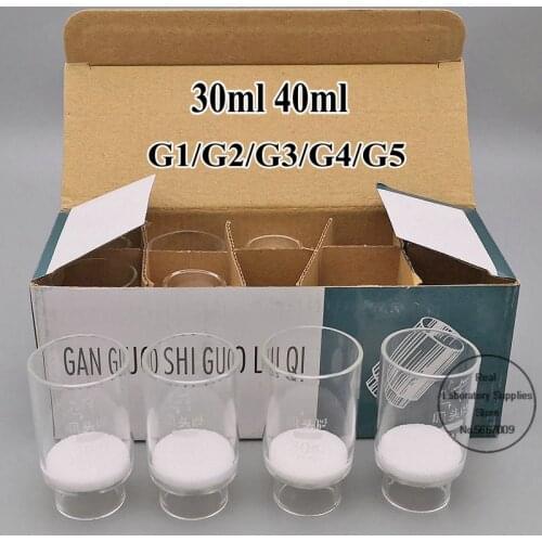 10pcs/lot lab clear 30ml 40ml 50ml 60ml glass sand core crucible with G1 G2 G3 G4 G5 Pore size filter for school experiment
