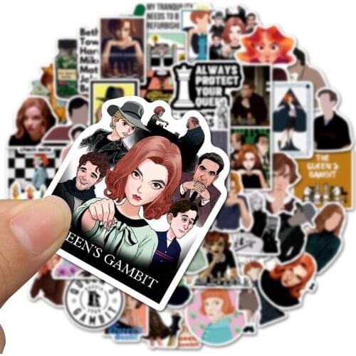 50pcs The Queens Gambit TV Series Stickers Anime Figure DIY Decoration Beth Harmon Alma Wheatley Waterproof PVC Helmet Decals