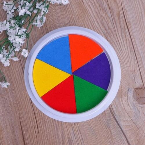 6 Colors Ink Pad Stamp DIY Finger Painting Craft Cardmaking Large Round For Kids B85B