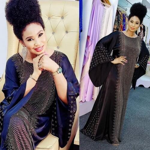 African Dresses For Women 2020 Free Size Summer Diamond Printed Africa Lady Long Dress Dashiki Cotton Muslim Long Maxi Dress