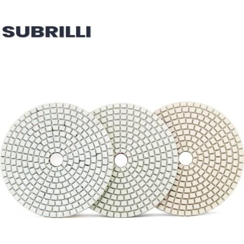 SUBRILLI 3 steps Diamond Polishing Pads 4" Dry Wet Polish Wheel For Granite Marble Concrete 100mm Grinding Disc Abrasive pads