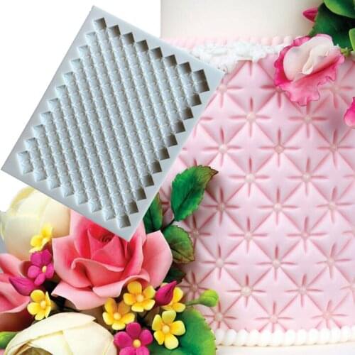Aouke Grid pattern Silicone Decorating Molds Cake Silicone Mold Sugarpaste Candy Chocolate Clay Mould A098