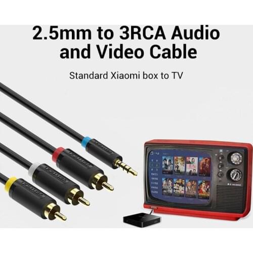 RCA Audio Cable 2.5mm Jack to 3 RCA Aux Audio Cable 2.5 mm to 3RCA Male Adapter Splitter for TV Box Speaker Wire Cord