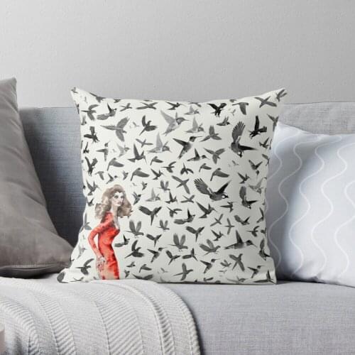 Barcelona Summer Bird Lady Throw Pillow Cushion Cover Polyester Throw Pillows Case On Sofa Home Living Room Car Seat Decor