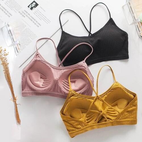 Bralett 2021 Womens Low Seamless Push-Up Sports Bra Cross Open Back Soft And Comfortable Tube Crop Top