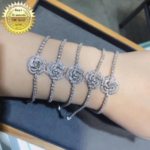 Real 18K gold Bracelet natura 1.5 ct diamonds Bracelet B-RA001