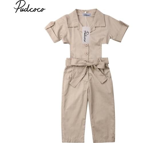 Pudcoco One-Piece Romper Jumpsuit British Toddler Kids Jumpsuit Baby Girl Backless Overall Romper Trousers Children Clothing