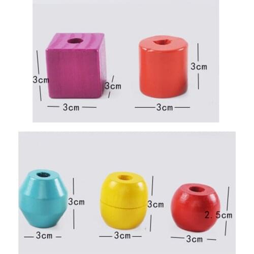 30PCS Wooden Lacing Beads Threading Toys for Toddlers Toy Rainbow Montessori