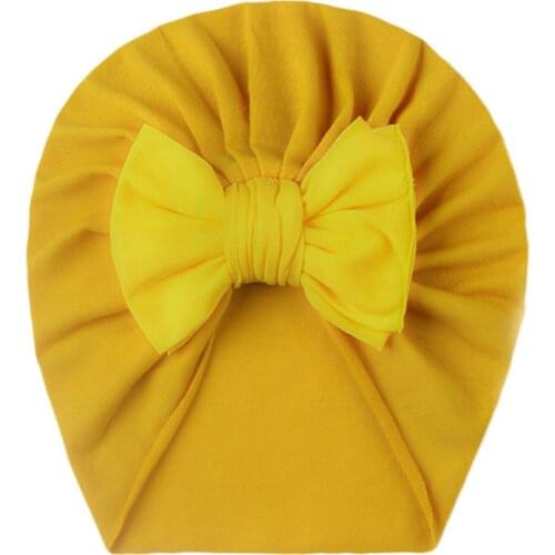 Baby Big Bowknot India Hat Headwrap Solid Color Beanie Cap Cute Bow Cotton Elastic Turban Headband for Newborn Infant