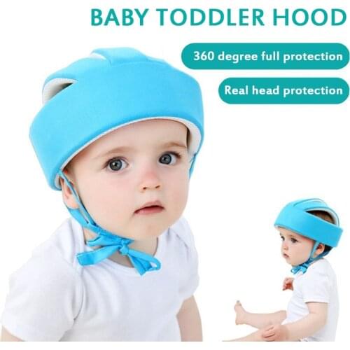 Baby Anti-fall Head Helmet Baby Toddler Walking Cap Shock Absorption Breathable Football Print Solid Color Head Protection Hat